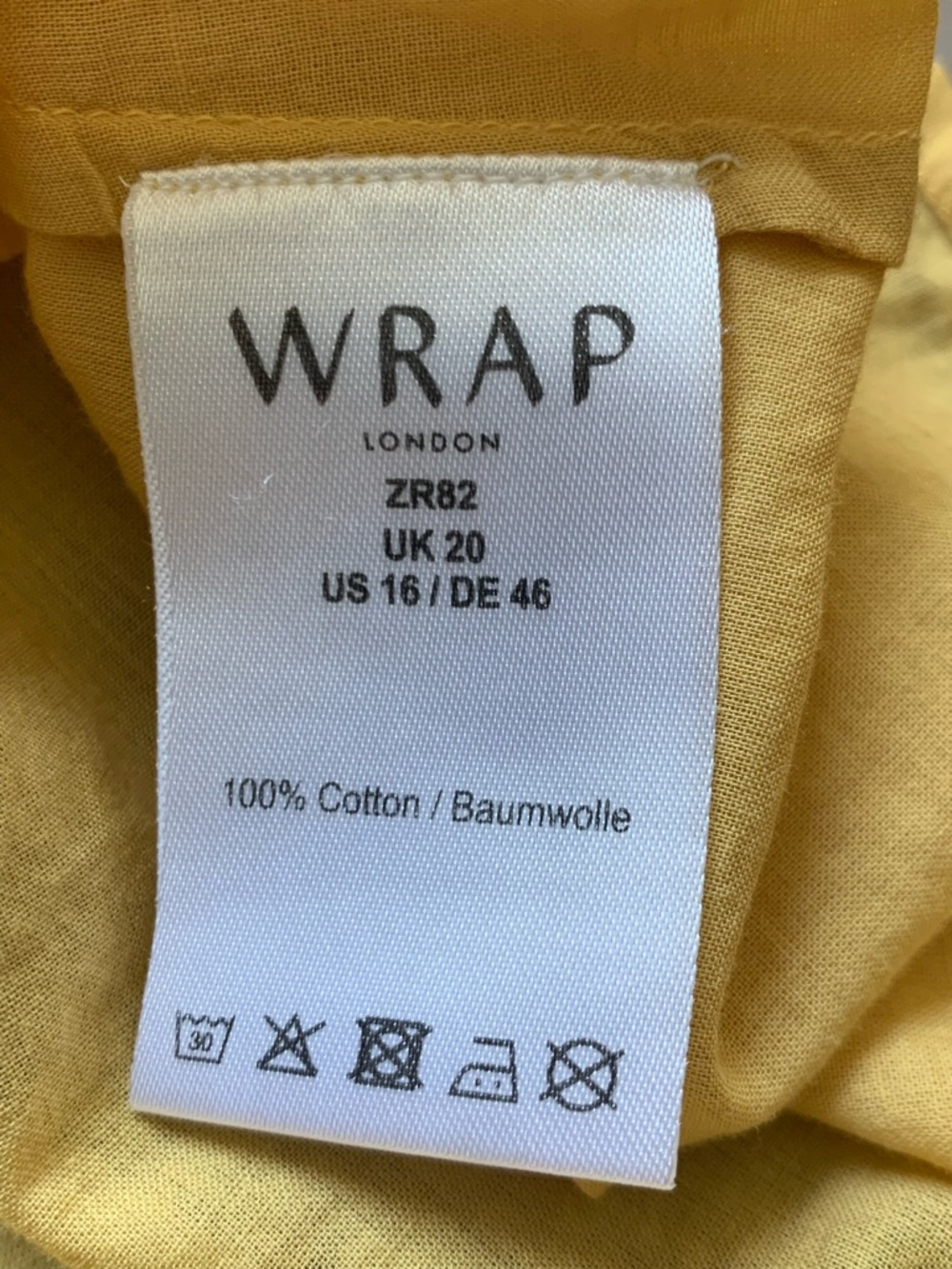 WRAP LONDON Butter Yellow Cotton Spaghetti Strap Boho Mini Slip Dress Size 16 - Picture 7 of 7
